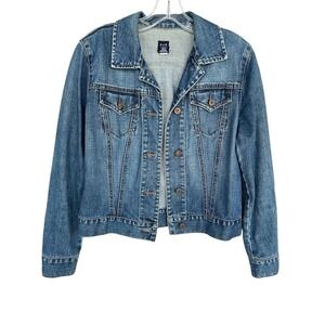 GAP‎ Classic Blue Denim Trucker Jacket Women's Size Small 100% Cotton
